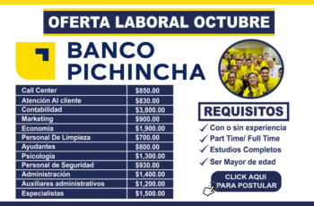 Banco Pichincha abre convocatoria de trabajo