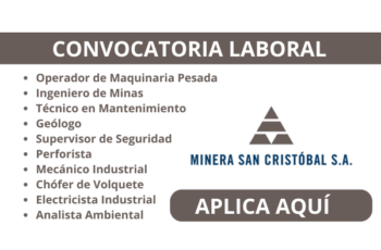 Ofertas de empleo en Minería San Cristóbal