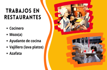 Puestos vacantes para trabajar en restaurantes.