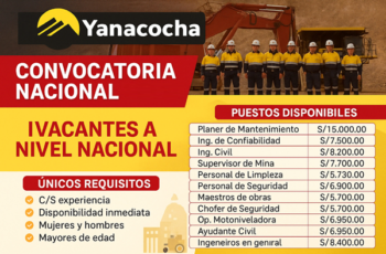 Yanacocha Perú – Apertura de plazas laborales