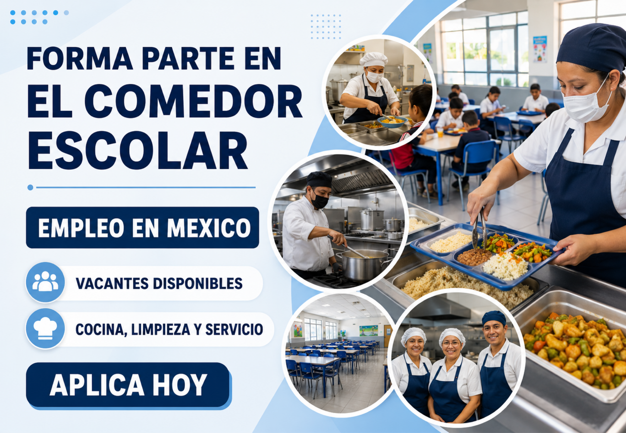 “Sé parte del comedor escolar: ¡presenta tu solicitud hoy mismo!” (Trabajo seguro en México)