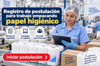 Registro de postulación para trabajo empacando papel higiénico